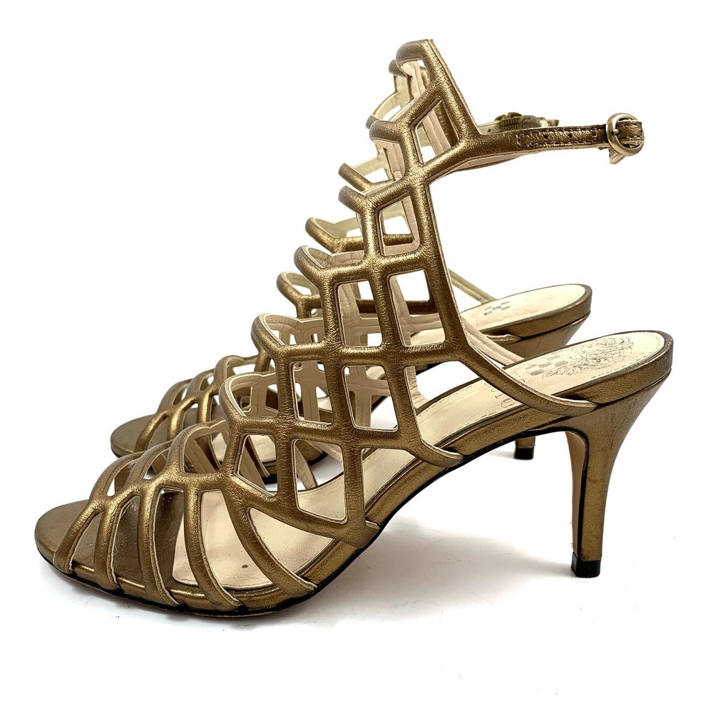 ❌SOLD❌VINCE CAMUTO gold leather caged high heel shoes - Picture 16 of 16
